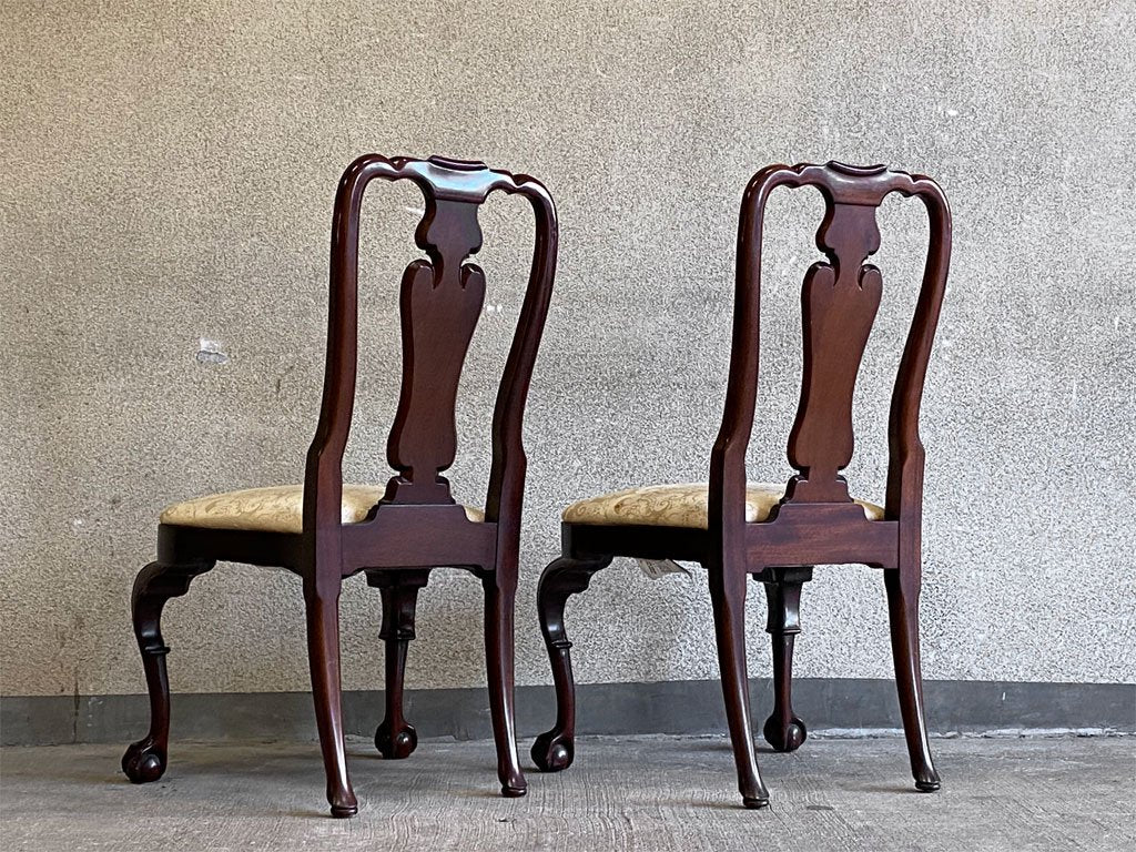 キンデルファニチャー KINDEL Furniture クイーンアンチェア 2脚セット マホガニー材 サイドチェア ダイニングチェア USA家具 アメリカ A 〓