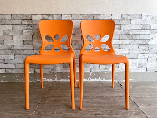 カリガリス Calligaris ネオンチェア NEON Chair スタッキングチェア 2脚セット ポリプロピレン製 オレンジ 軽量 イタリア モダンデザイン A ●