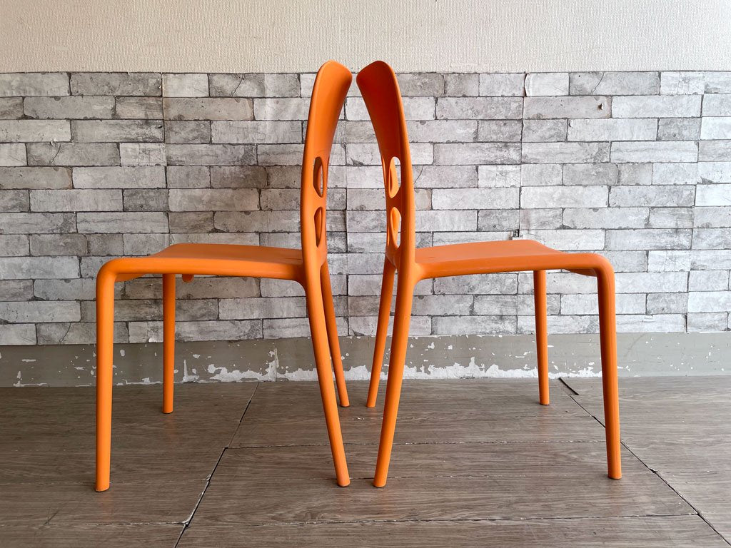 カリガリス Calligaris ネオンチェア NEON Chair スタッキングチェア 2脚セット ポリプロピレン製 オレンジ 軽量 イタリア モダンデザイン A ●