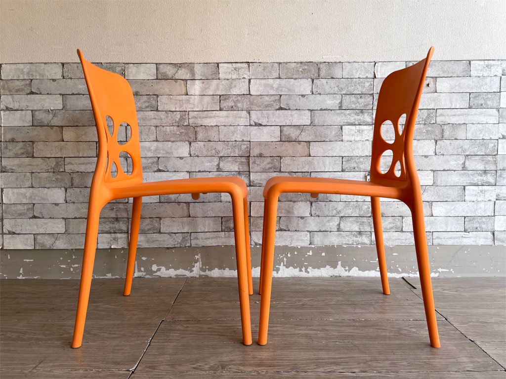 カリガリス Calligaris ネオンチェア NEON Chair スタッキングチェア 2脚セット ポリプロピレン製 オレンジ 軽量 イタリア モダンデザイン A ●