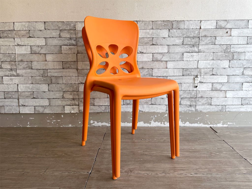 カリガリス Calligaris ネオンチェア NEON Chair スタッキングチェア 2脚セット ポリプロピレン製 オレンジ 軽量 イタリア モダンデザイン A ●