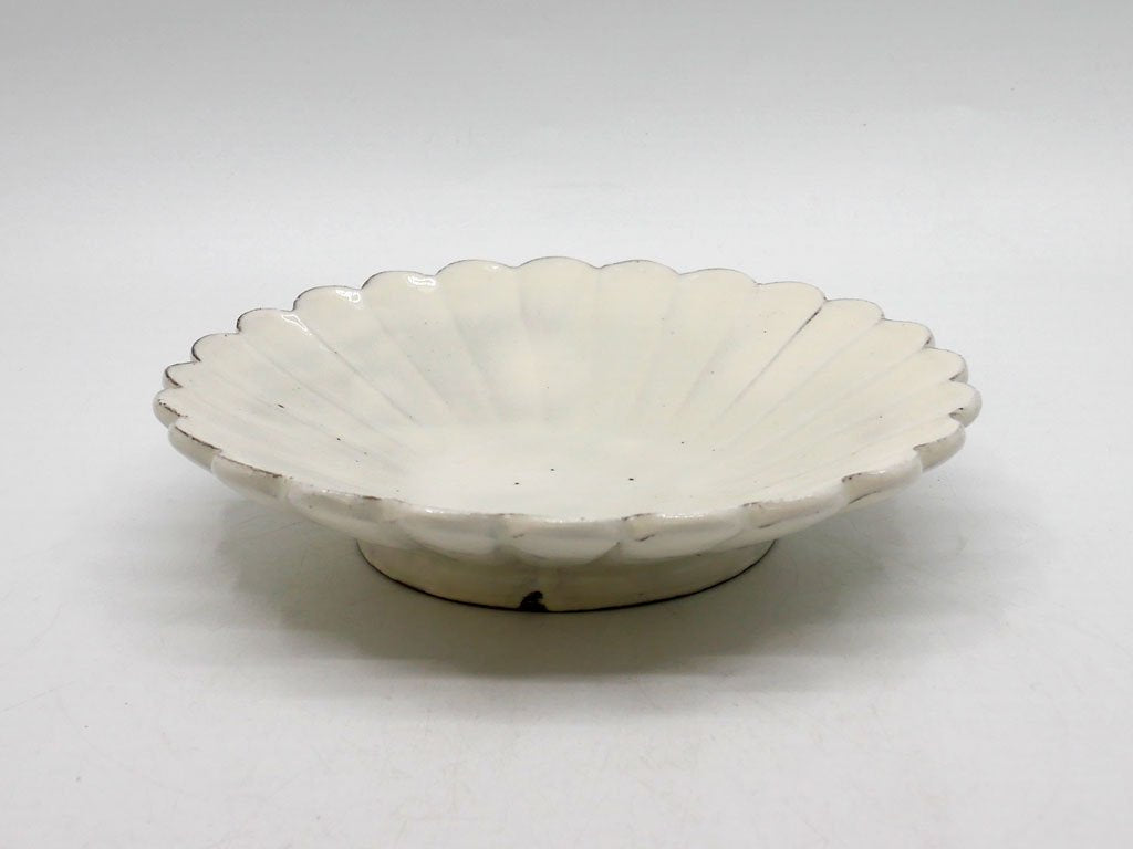 高島大樹 Daiki Takashima 粉引輪花皿 プレート 6寸 Φ20cm 白 現代作家 ●