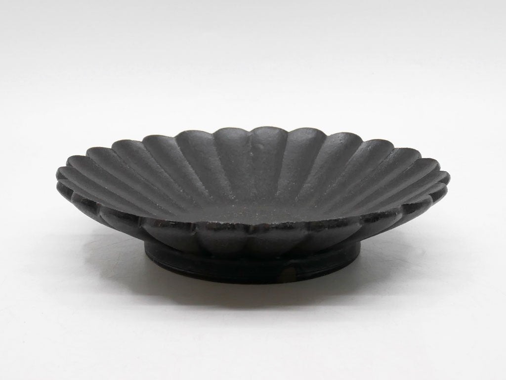 高島大樹 Daiki Takashima 黒釉輪花皿 プレート 6寸 Φ20cm 黒 現代作家 ●