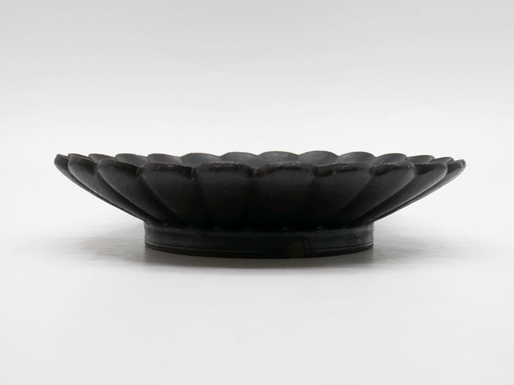 高島大樹 Daiki Takashima 黒釉輪花皿 プレート 6寸 Φ20cm 黒 現代作家 ●