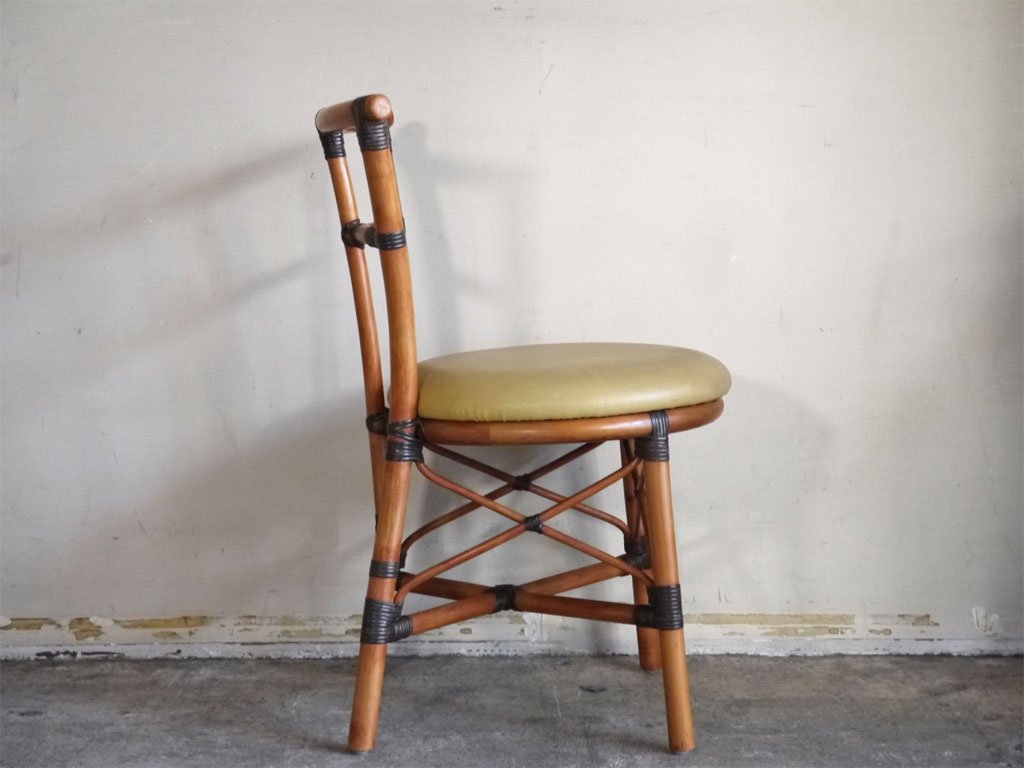 ビンテージ Vintage ラタンチェア Rattan Chair PVCレザーシート A ■