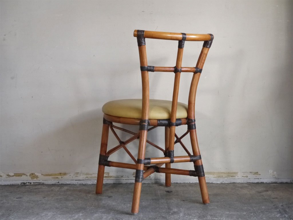 ビンテージ Vintage ラタンチェア Rattan Chair PVCレザーシート A ■