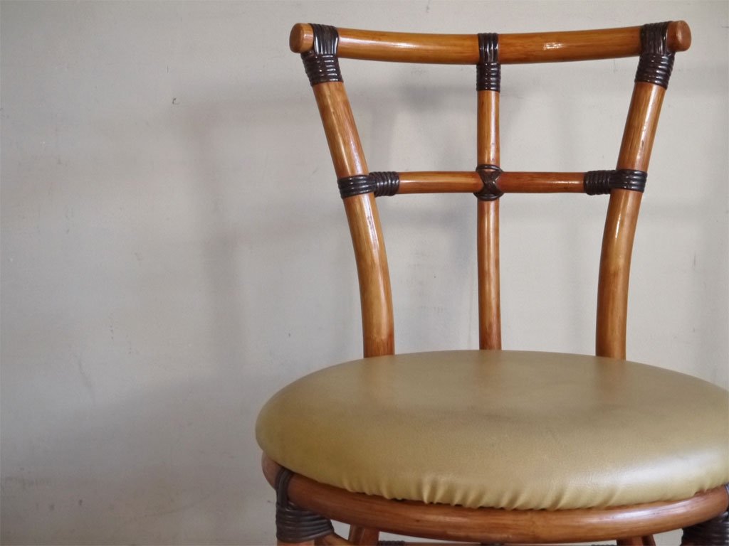ビンテージ Vintage ラタンチェア Rattan Chair PVCレザーシート A ■