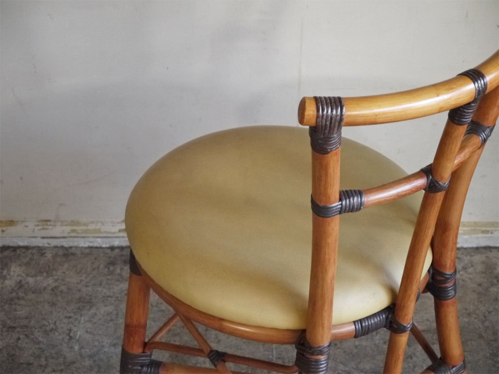 ビンテージ Vintage ラタンチェア Rattan Chair PVCレザーシート A ■