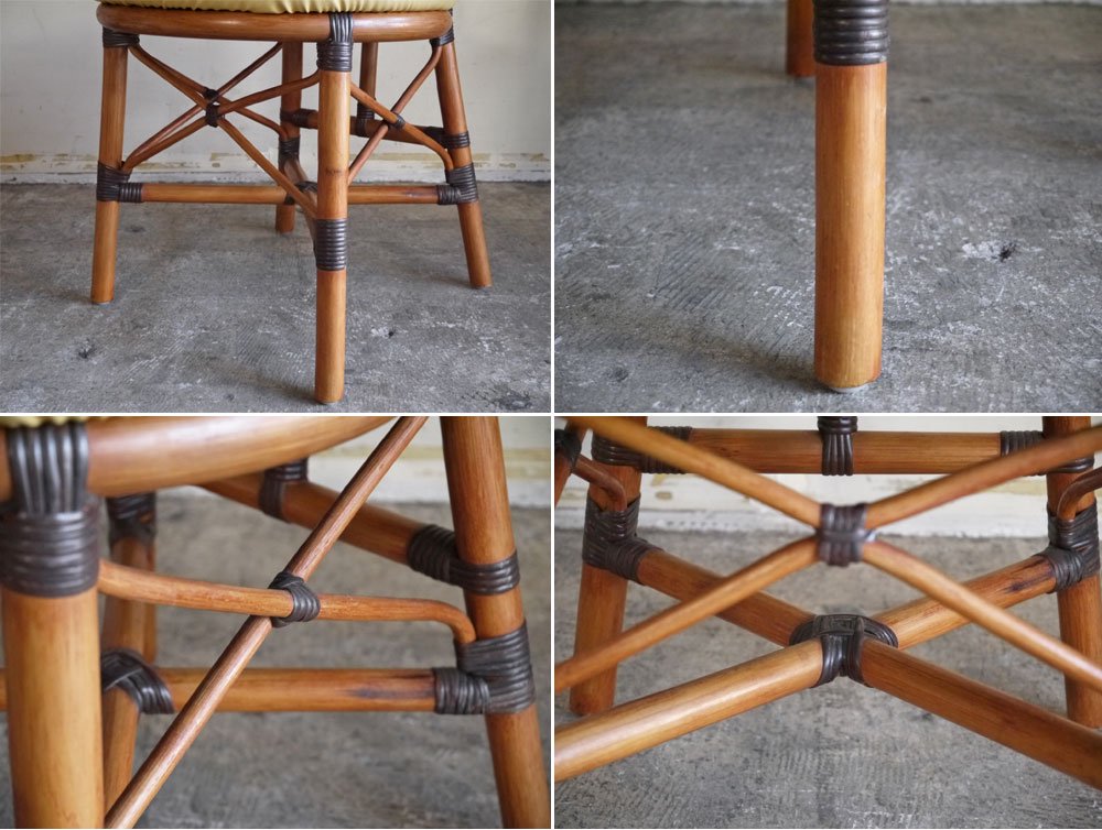 ビンテージ Vintage ラタンチェア Rattan Chair PVCレザーシート A ■