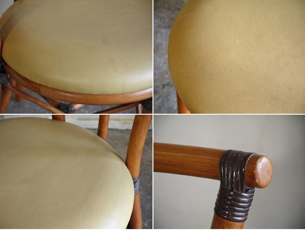 ビンテージ Vintage ラタンチェア Rattan Chair PVCレザーシート A ■