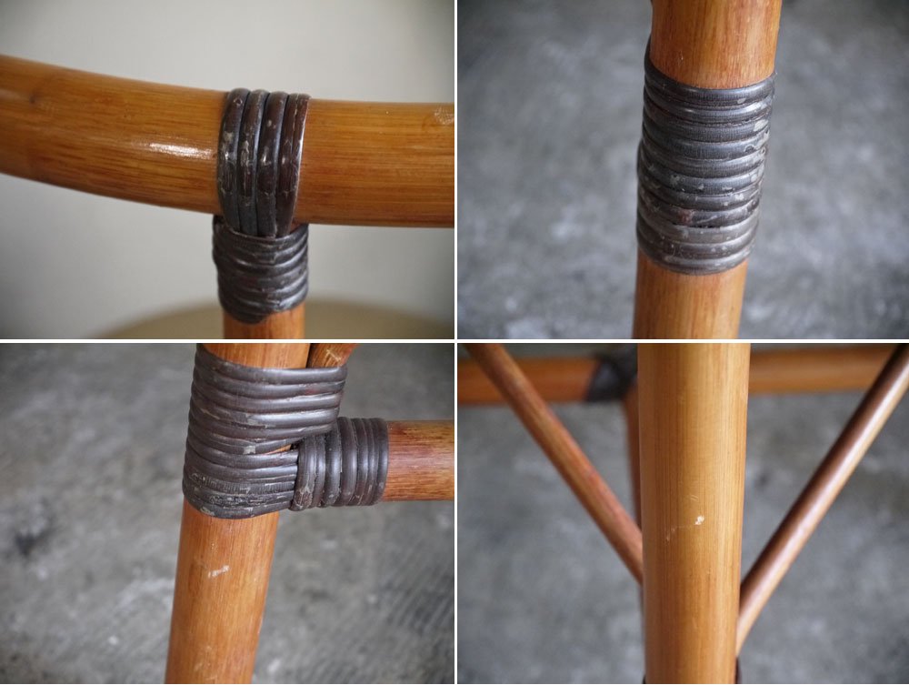 ビンテージ Vintage ラタンチェア Rattan Chair PVCレザーシート A ■