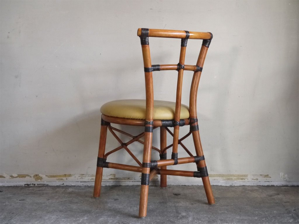 ビンテージ Vintage ラタンチェア Rattan Chair PVCレザーシート B ■