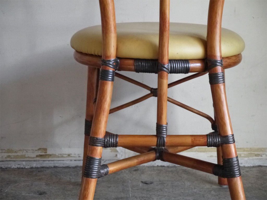 ビンテージ Vintage ラタンチェア Rattan Chair PVCレザーシート B ■