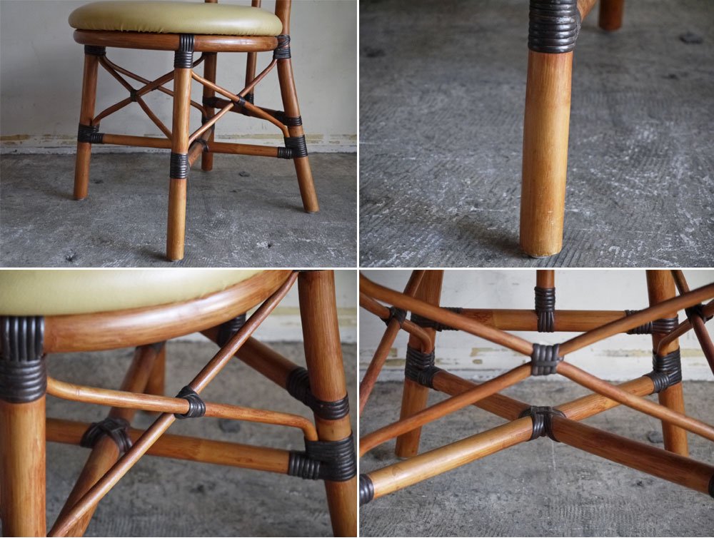 ビンテージ Vintage ラタンチェア Rattan Chair PVCレザーシート B ■