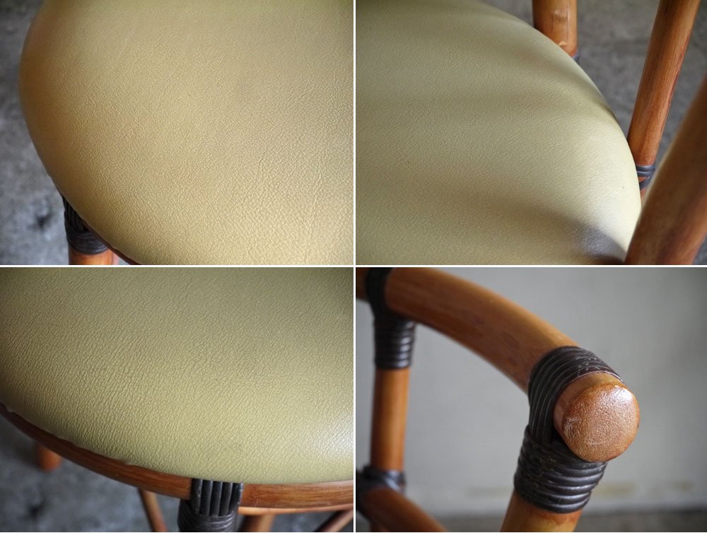 ビンテージ Vintage ラタンチェア Rattan Chair PVCレザーシート B ■