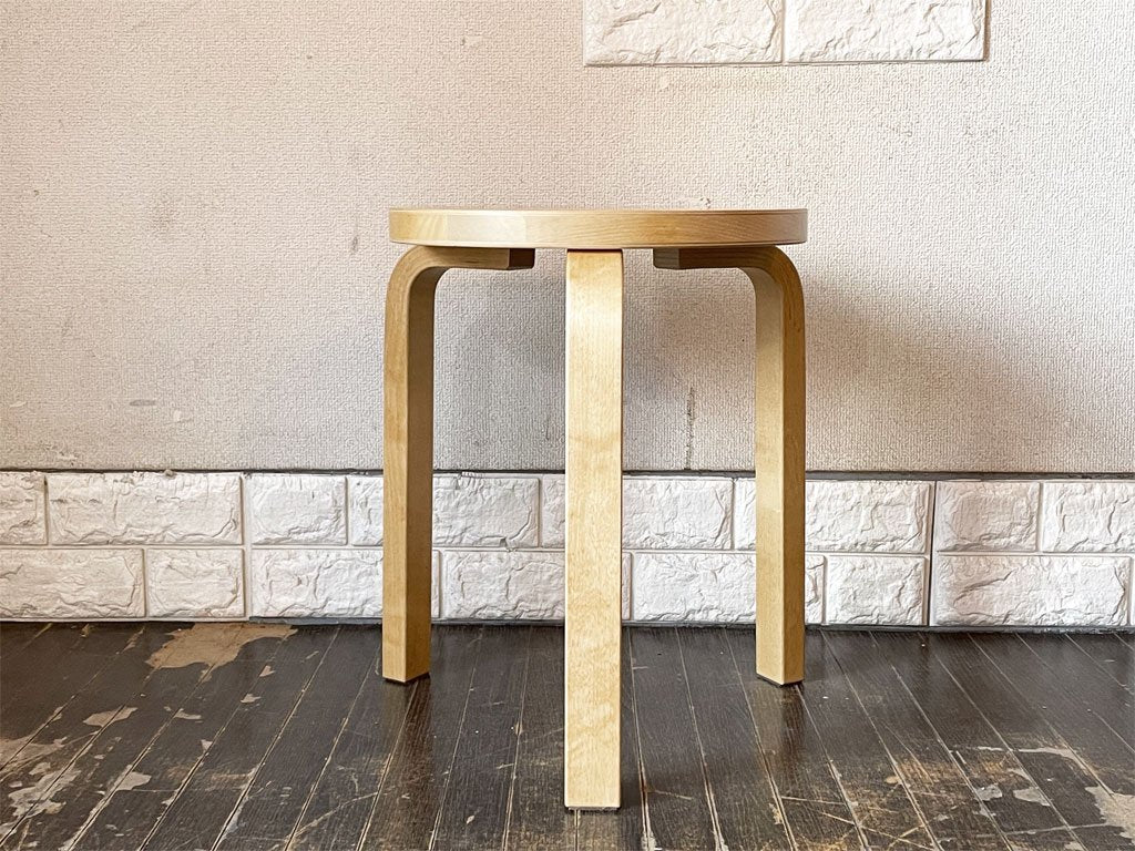 アルテック Artek スツール Stool 60 バーチ無垢材 ハニーステイン 3本脚  アルヴァ・アアルト フィンランド 北欧家具 ◎