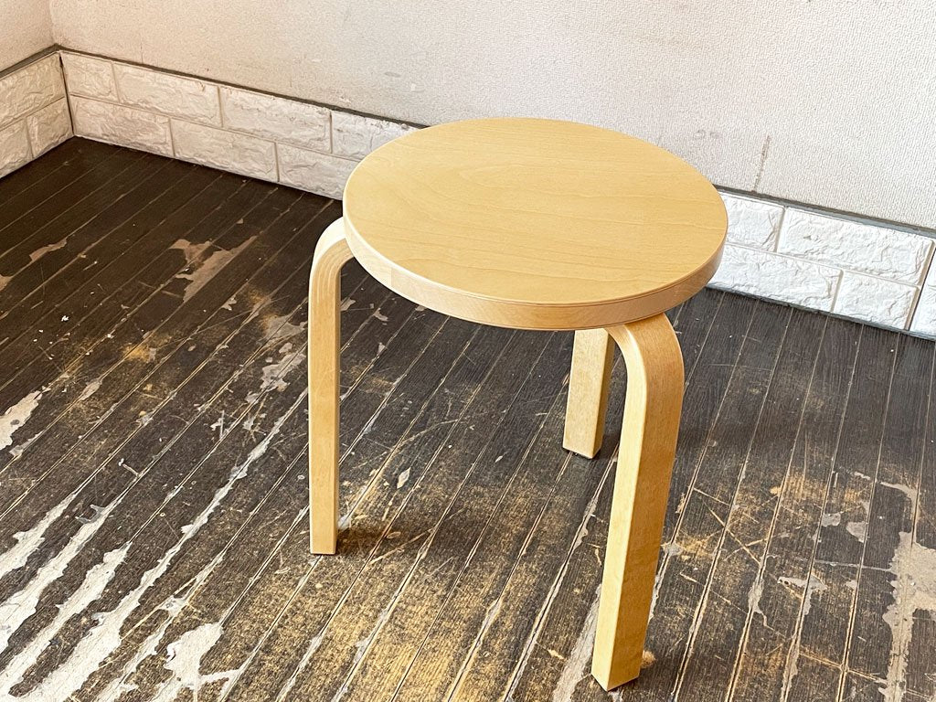 アルテック Artek スツール Stool 60 バーチ無垢材 ハニーステイン 3本脚  アルヴァ・アアルト フィンランド 北欧家具 ◎