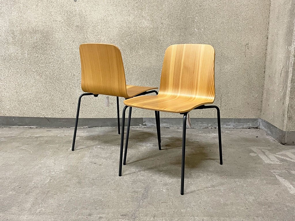 バイ インテリアズ by interiors エフシーチェア FC スタッキングチェア 福島産 杉材使用 2脚セット プライウッド 美品 〓