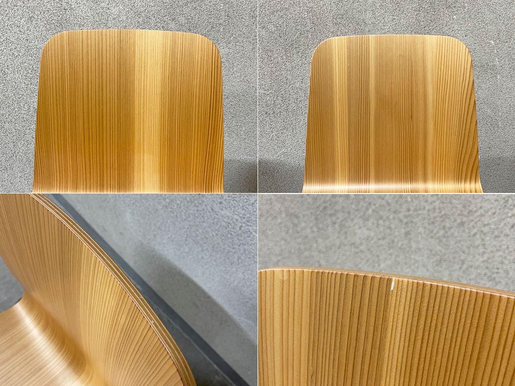バイ インテリアズ by interiors エフシーチェア FC スタッキングチェア 福島産 杉材使用 2脚セット プライウッド 美品 〓
