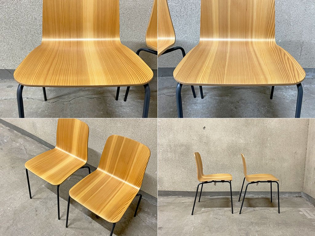 バイ インテリアズ by interiors エフシーチェア FC スタッキングチェア 福島産 杉材使用 2脚セット プライウッド 美品 〓