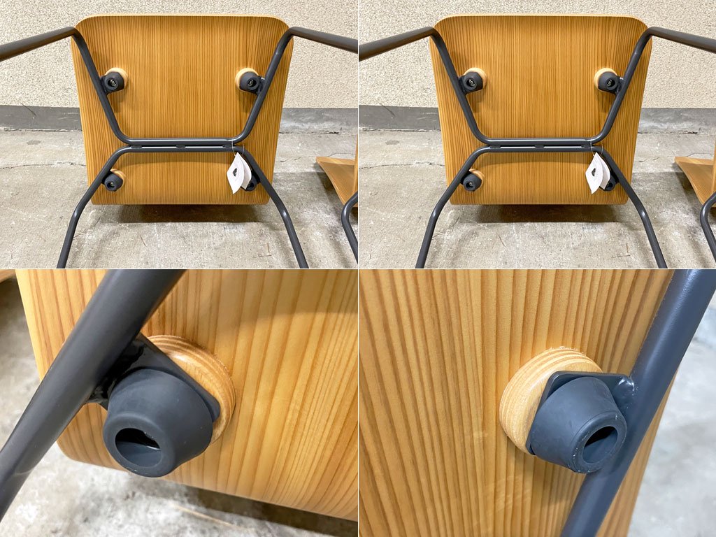 バイ インテリアズ by interiors エフシーチェア FC スタッキングチェア 福島産 杉材使用 2脚セット プライウッド 美品 〓