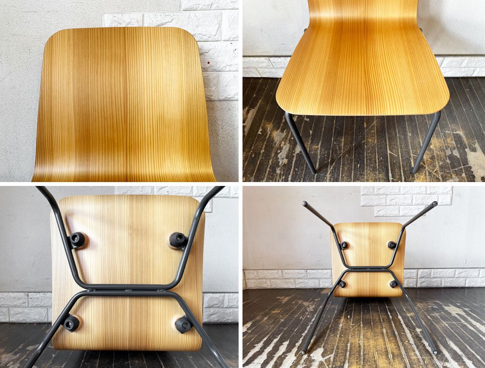 バイインテリアズ by interiors エフシーチェア FC ダイニングチェア スタッキングチェア 杉材 スチール脚 定価￥53,900- A ◎