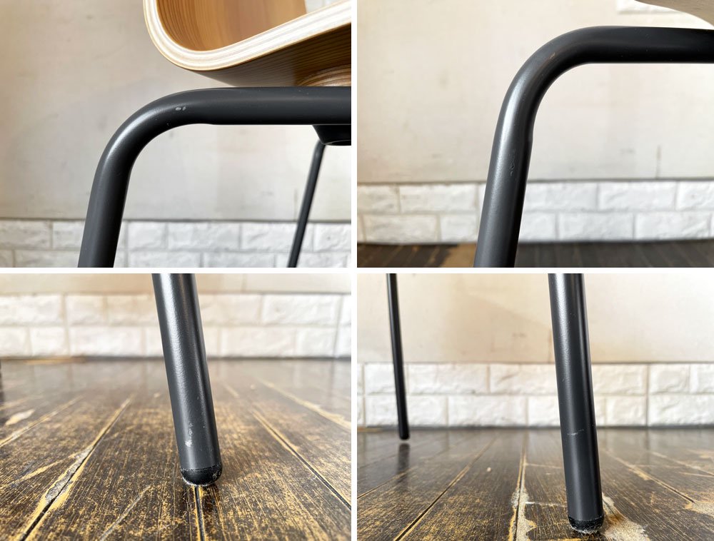 バイインテリアズ by interiors エフシーチェア FC ダイニングチェア スタッキングチェア 杉材 スチール脚 定価￥53,900- A ◎