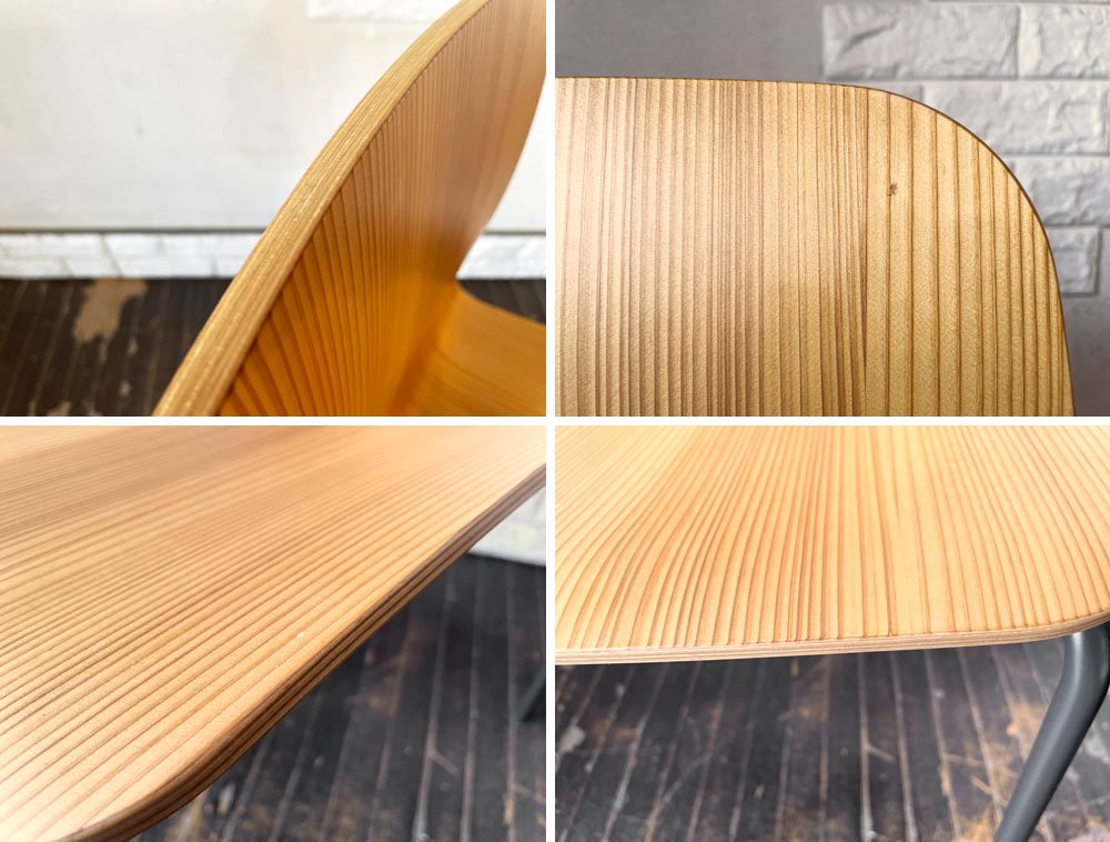 バイインテリアズ by interiors エフシーチェア FC ダイニングチェア スタッキングチェア 杉材 スチール脚 定価￥53,900- B ◎