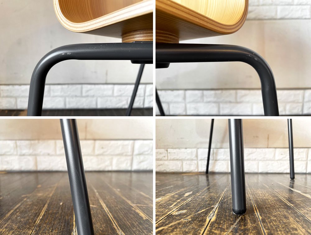 バイインテリアズ by interiors エフシーチェア FC ダイニングチェア スタッキングチェア 杉材 スチール脚 定価￥53,900- B ◎
