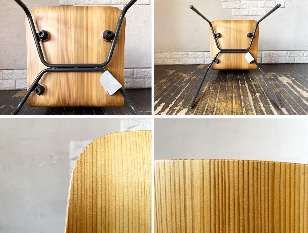 バイインテリアズ by interiors エフシーチェア FC ダイニングチェア スタッキングチェア 杉材 スチール脚 定価￥53,900- C ◎