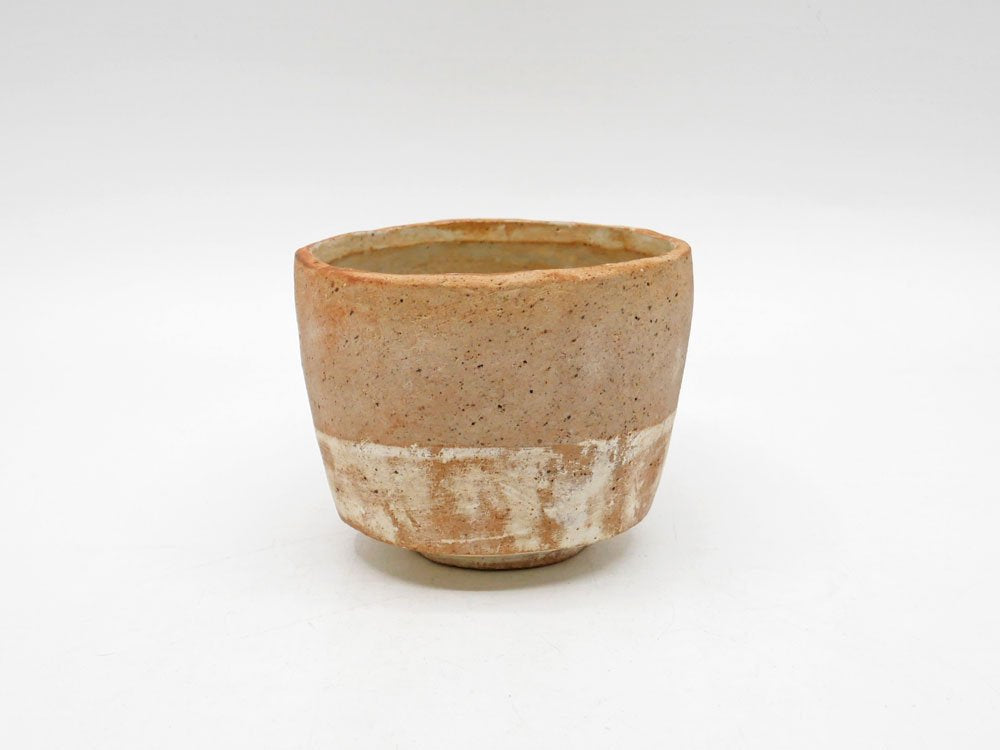 石原稔久 Toshihisa Ishihara 泥彩 ツートン カップ 抹茶椀 カフェオレボウル Φ10cm 手びねり 素焼き 現代作家 ●