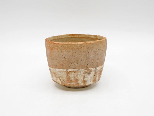 石原稔久 Toshihisa Ishihara 泥彩 ツートン カップ 抹茶椀 カフェオレボウル Φ10cm 手びねり 素焼き 現代作家 ●