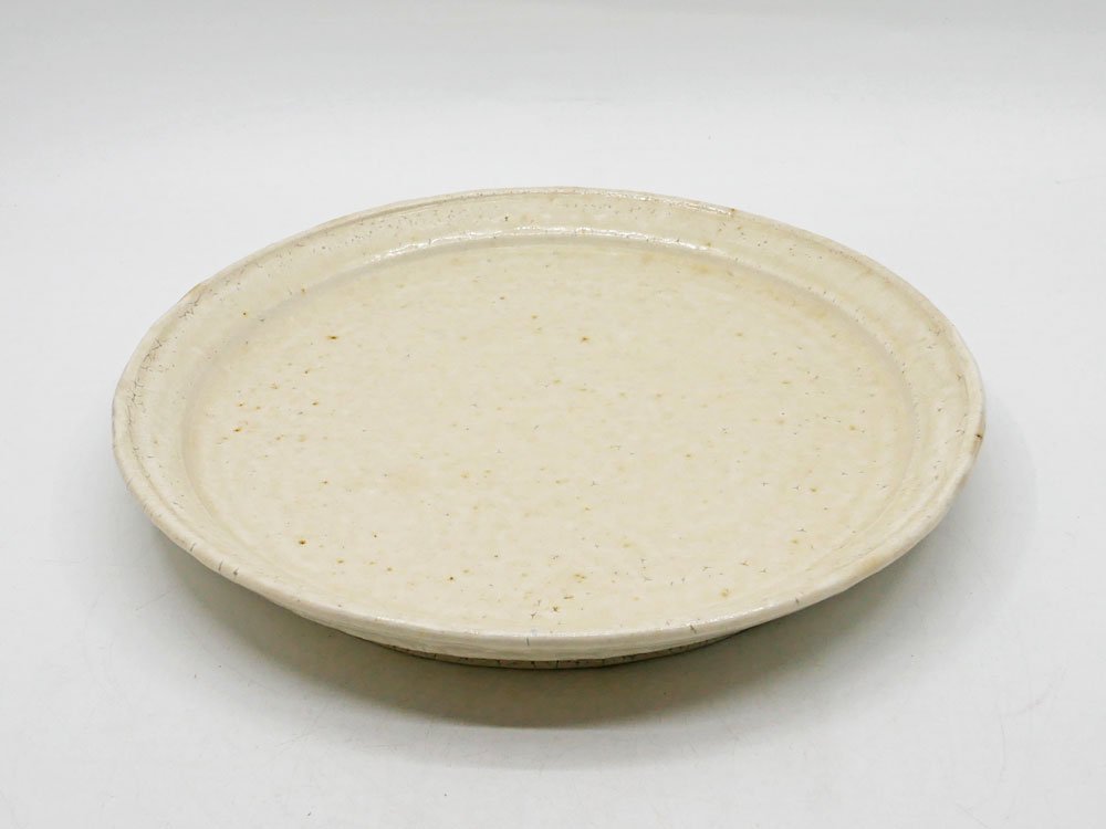 山野邊孝 Takashi Yamanobe 粉引 リム皿 プレート Φ25cm 現代作家 ●