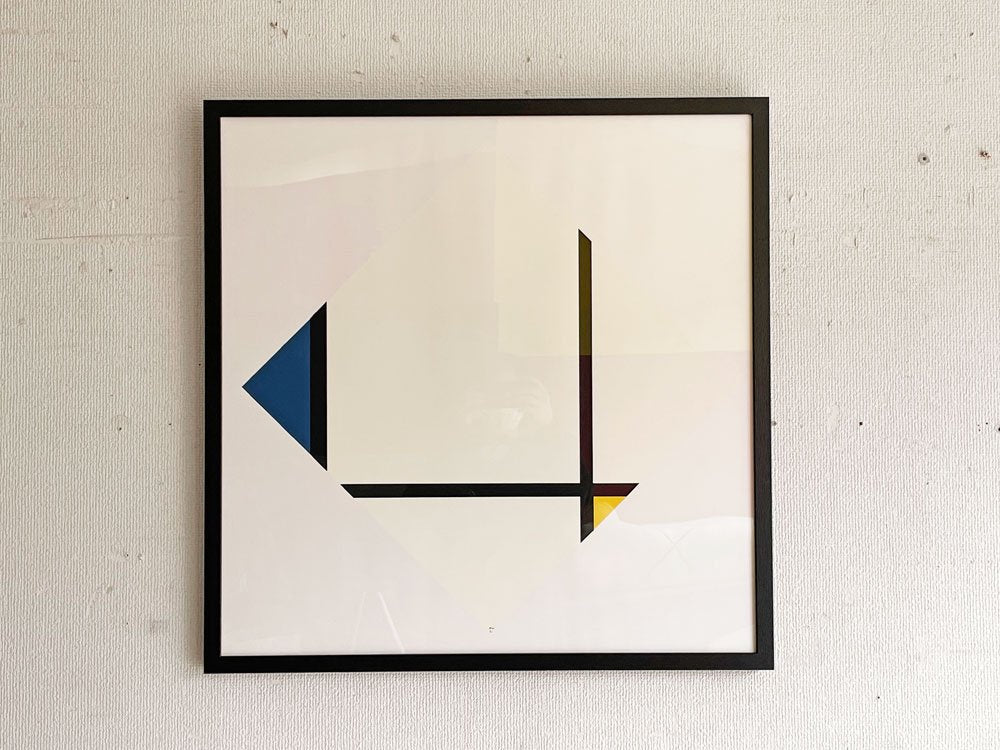 ピエト・モンドリアン Piet Mondrian コンポジション Composition with Blue and Yellow ビンテージ シルクスクリーン フランス製 額装品 ●