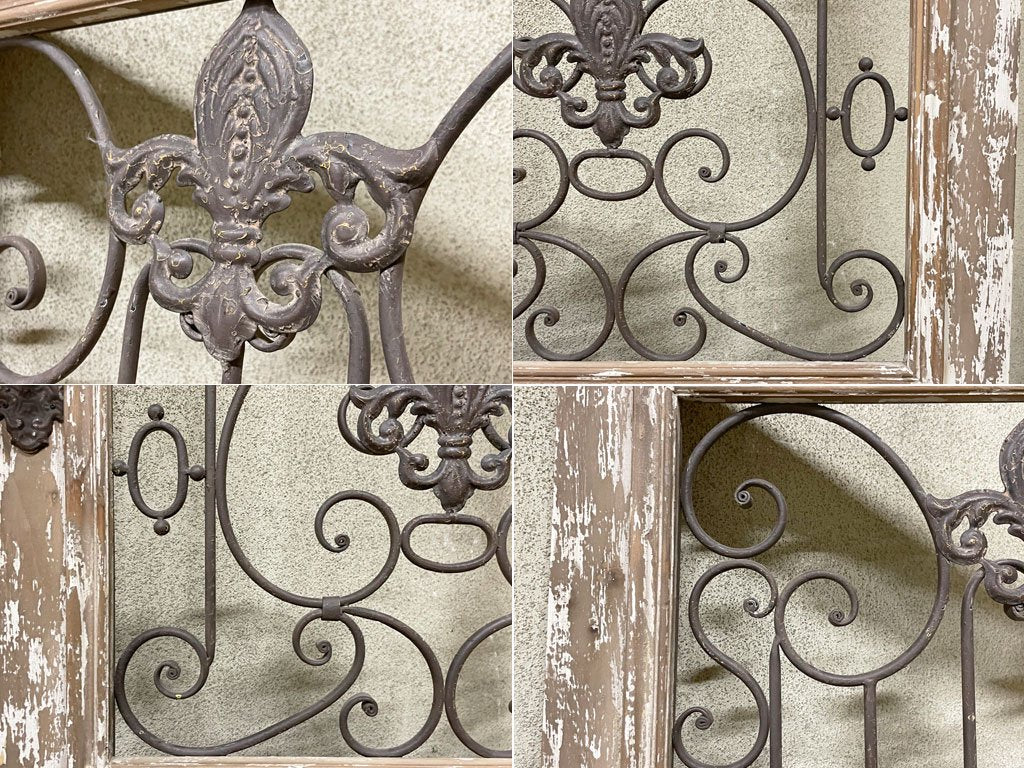 シャビーシック アンティークスタイル インテリアドア 飾りドア フレンチ アイアンウォールデコ 壁掛け フェイクドア ブロカント 〓