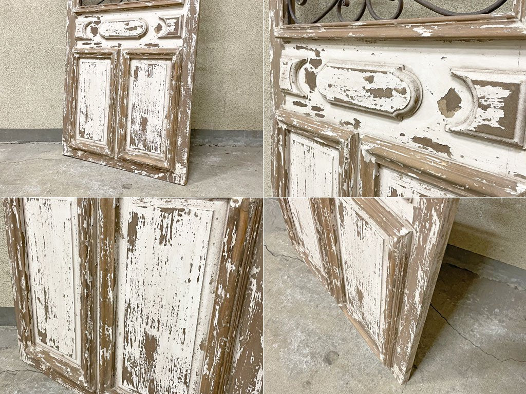 シャビーシック アンティークスタイル インテリアドア 飾りドア フレンチ アイアンウォールデコ 壁掛け フェイクドア ブロカント 〓