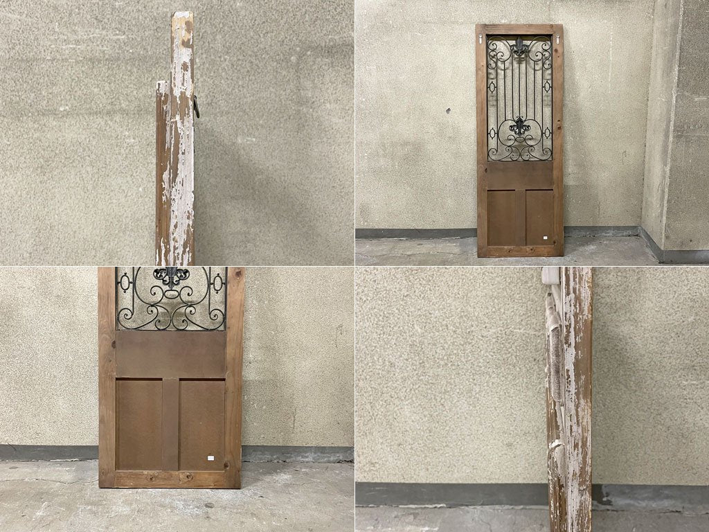 シャビーシック アンティークスタイル インテリアドア 飾りドア フレンチ アイアンウォールデコ 壁掛け フェイクドア ブロカント 〓