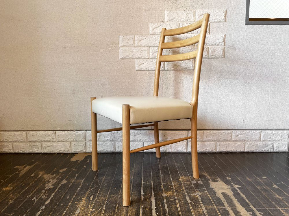 ナチュラルモダンスタイル Natural Modern Style ダイニングチェア PVCレザー オフホワイト ブラウンカバー付 A ◎