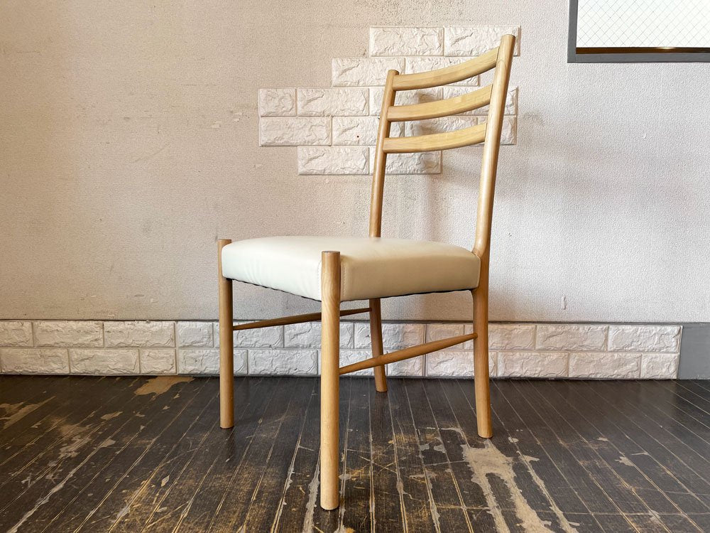 ナチュラルモダンスタイル Natural Modern Style ダイニングチェア PVCレザー オフホワイト ブラウンカバー付 B ◎