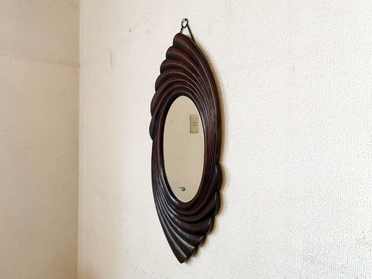 グレースミラー GRACE MIRROR 木製ウォールミラー 壁掛け 鏡 29×61cm ビンテージ ミッドセンチュリーデザイン ◎