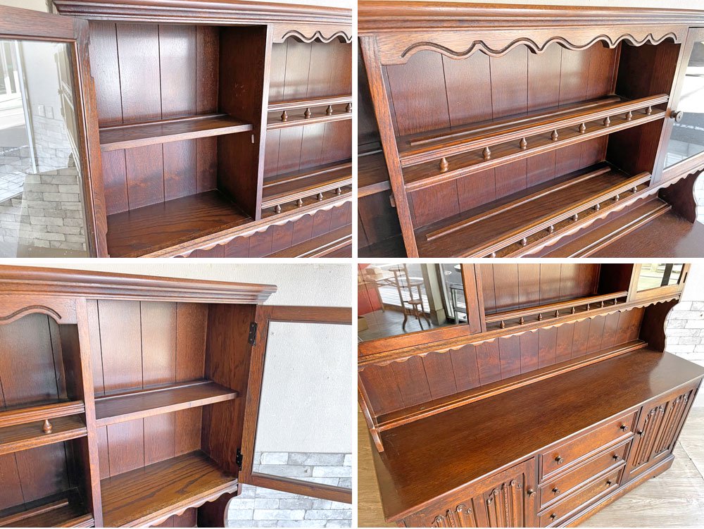 オールドチャーム Old Charm カップボード 食器棚 飾り棚 オーク材 英国家具 UK アンティークスタイル ●