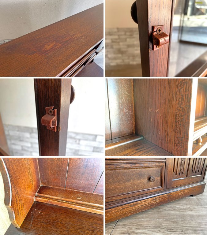 オールドチャーム Old Charm カップボード 食器棚 飾り棚 オーク材 英国家具 UK アンティークスタイル ●