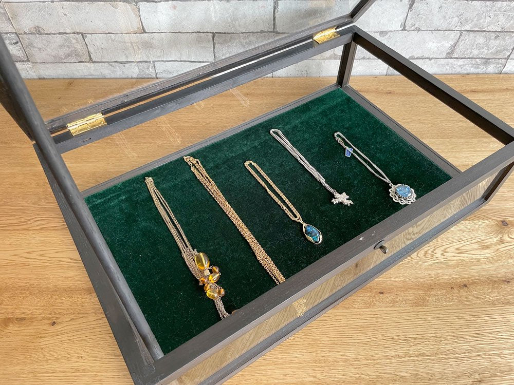 ヨーロピアンクラシカル European Classical 小型 ガラスショーケース ディスプレイケース ボックス ブラック ペイント アンティークスタイル 店舗什器 ●