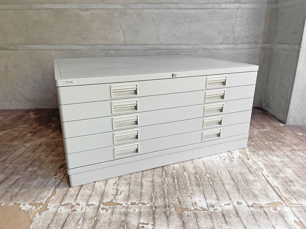 ナイキ NAIKI NXMAI-5 マップケース 図面ケース 5段 A1 スチール 天板＆ベース付 鍵欠品 オフィス家具 ♪