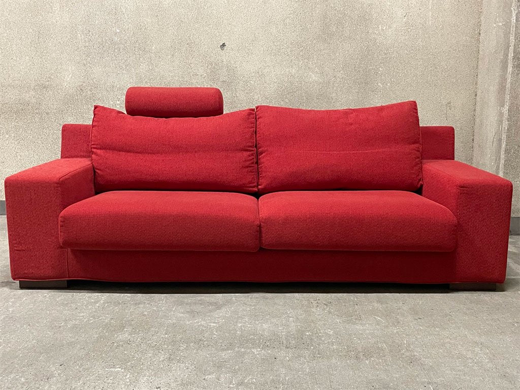 アクタス ACTUS エフビー 3シーターソファ FB 3P SOFA 1ヘッドレスト付 ワイドアーム フルカバーリング レッド フェザー 廃盤 〓