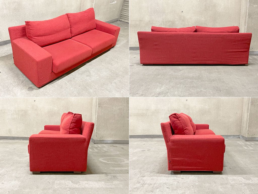 アクタス ACTUS エフビー 3シーターソファ FB 3P SOFA 1ヘッドレスト付 ワイドアーム フルカバーリング レッド フェザー 廃盤 〓