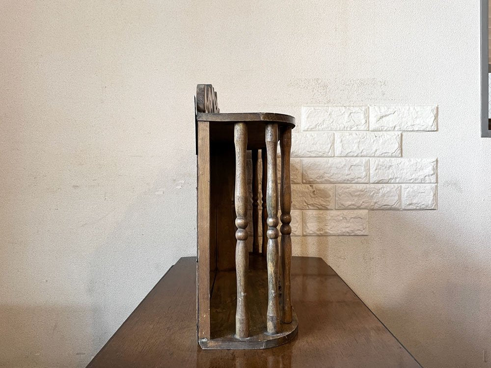 ビンテージ Vintage 木製ウォールラック ウォールシェルフ ミラー付 W59cm ミッドセンチュリーデザイン ◎