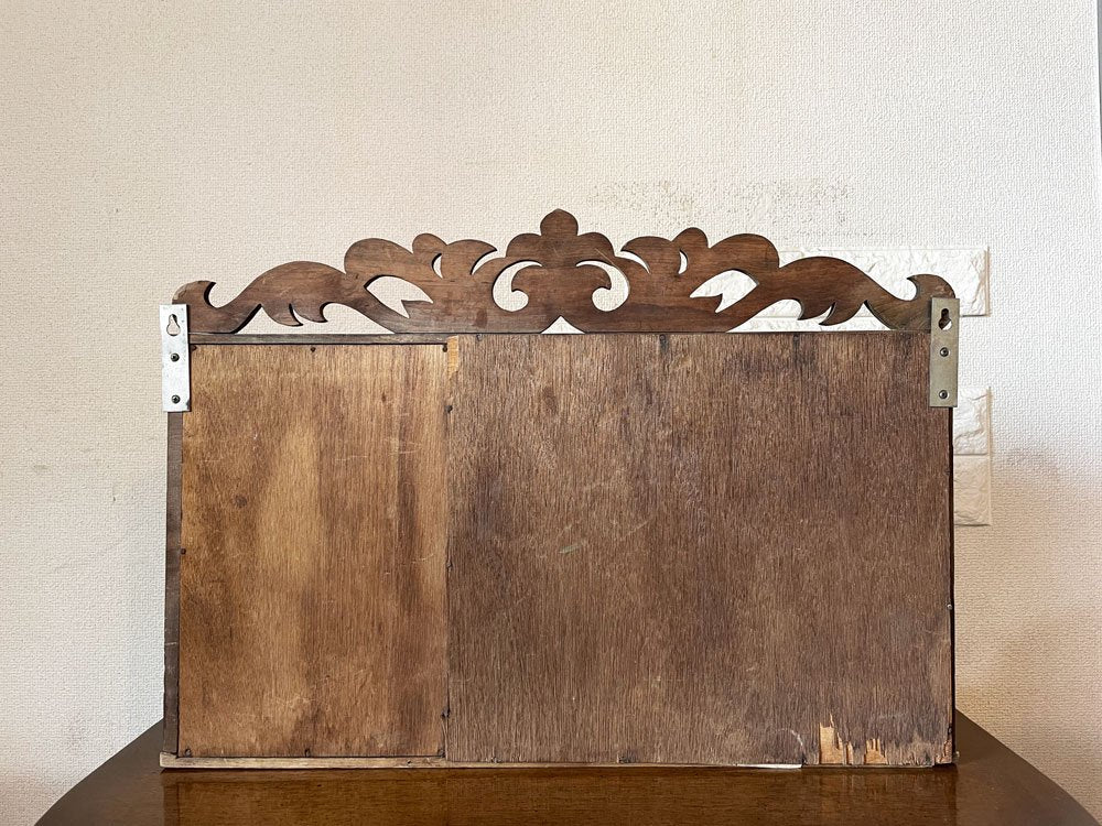 ビンテージ Vintage 木製ウォールラック ウォールシェルフ ミラー付 W59cm ミッドセンチュリーデザイン ◎