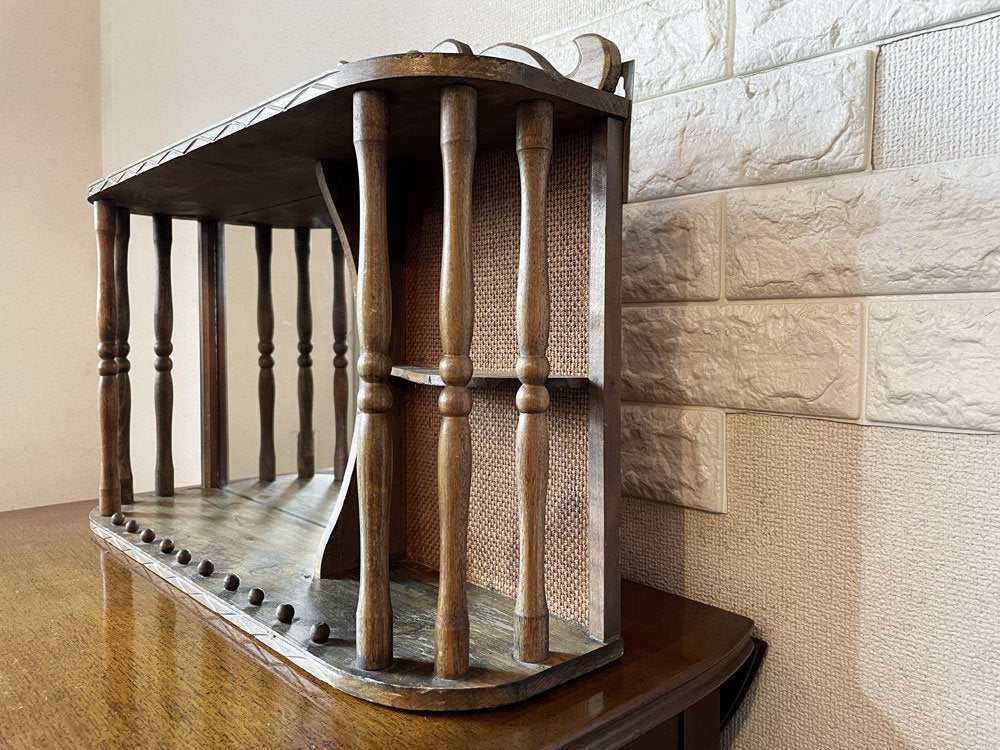 ビンテージ Vintage 木製ウォールラック ウォールシェルフ ミラー付 W59cm ミッドセンチュリーデザイン ◎