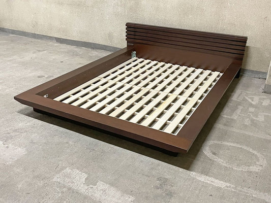 エーフラット a-flat コト KOTO ローベッド LOW BED ダブルベッドサイズ ダークブラウン アジアンモダンデザイン 定価13万 〓